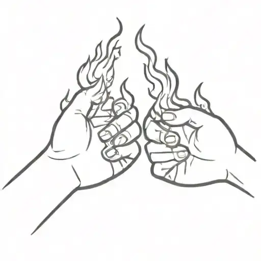 Two Little Man Holding Their Hands While Flame Are Burning Them