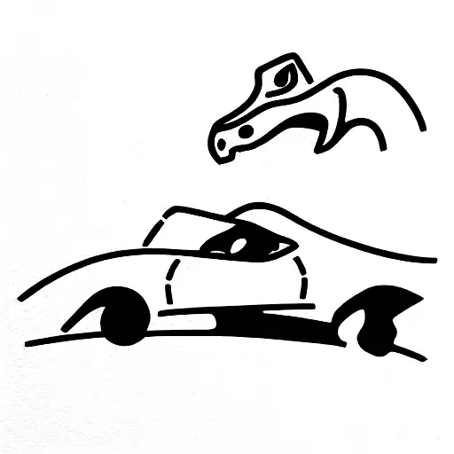 Dinosaur Driving A Muscle Car