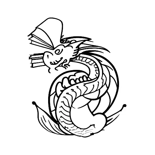 A Dragon Curled Up Around A Stack Of Books