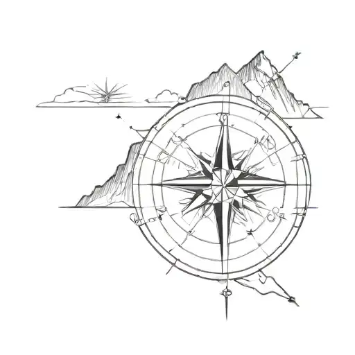 Compass Table Mountain Line Drawing Plane