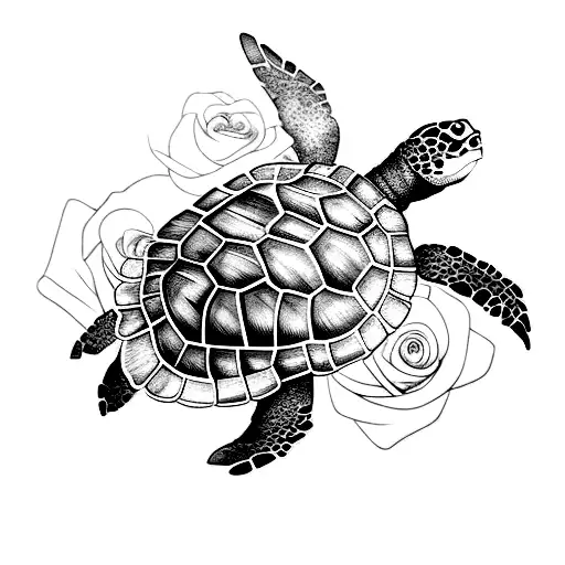 Turtle With Roses