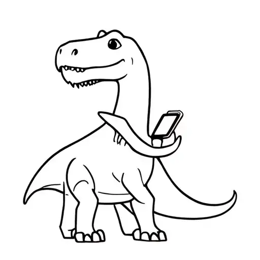 Cartoon Cute T-rex And Pterodactyl Talking On Phone