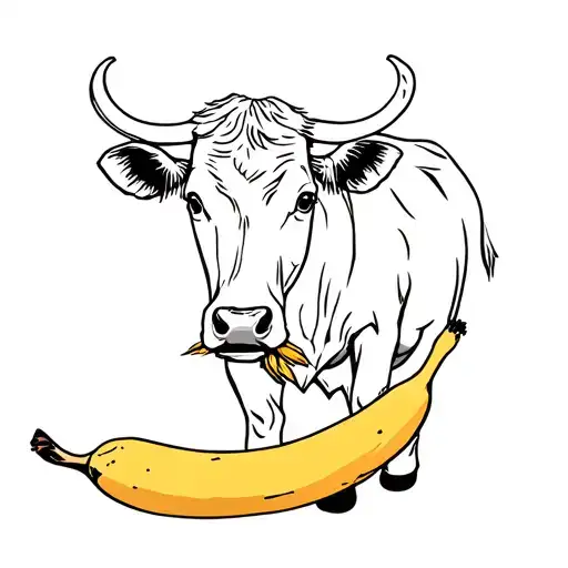 Cow Eating A Banana