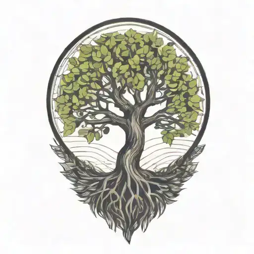 Tree Of Life Few Roots Red Leaves