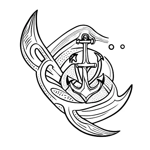 An Intricately Detailed Anchor With Waves Crashing Around It
