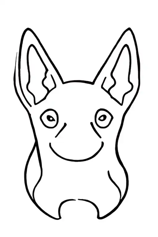 Fineline Tattoo Dog Ears Outline
