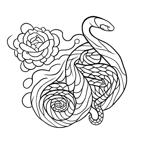 Vertical Snake With Flowers
