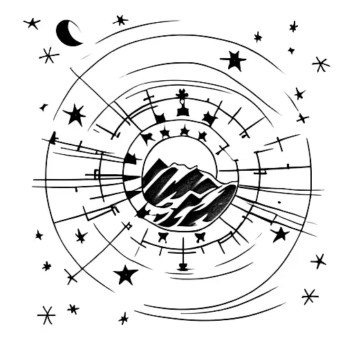 A Minimalist Tattoo Of A Brazilian Flag With A Moon And Stars Surrounding It Tattoo