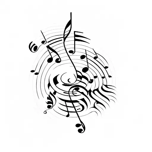 A Minimalist Tattoo Of A Coffee Cup With Musical Notes Rising From It