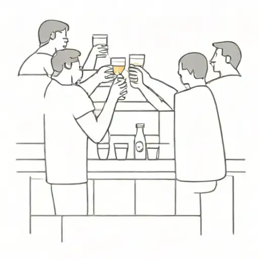 A Group Of Friends Sharing A Toast Around A Bar Counter