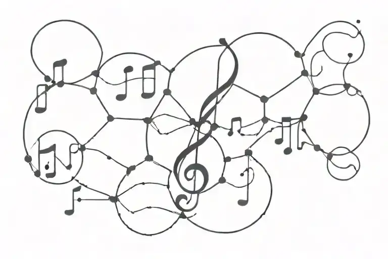 Geometric Dopamine Molecule With Music Note Intertwined