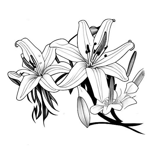 Two White Lilies And The Moon