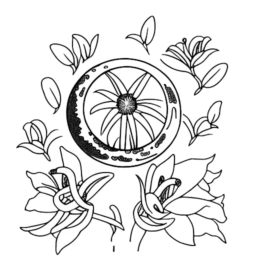 The Moon Behind Two White Lillies