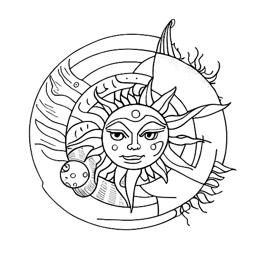 Sun And Moon With Plants