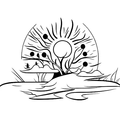 Football Pitch With A Tree And A Sunset In The Background