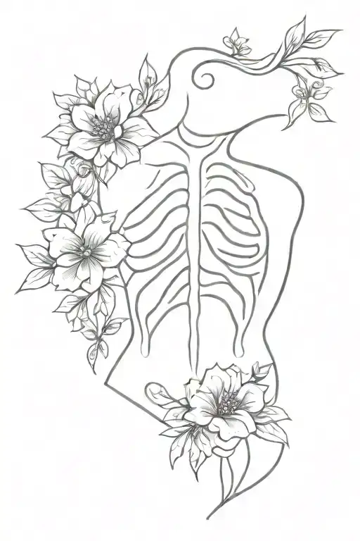 Rib Cage With Flowers And Neda Symbol Incorporated