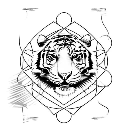A Sketch-style Hourglass With A Tiger's Silhouette Inside