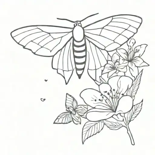 Moth And Flowers