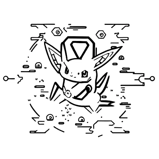 A Minimalist Tattoo Of A Pokemon Running On A Beach