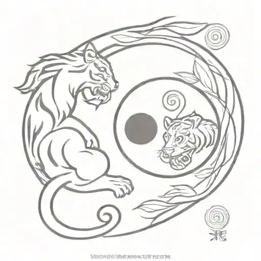 Tiger And Monkey Ying Yang