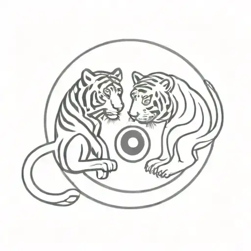 Tiger Monkey Ying Yang Symbol
