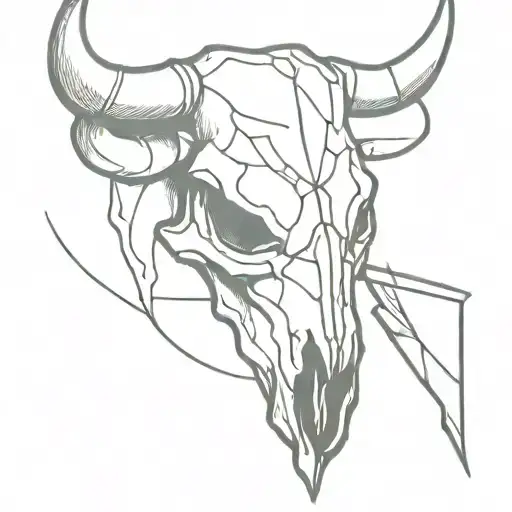Bull Skull With A Knife