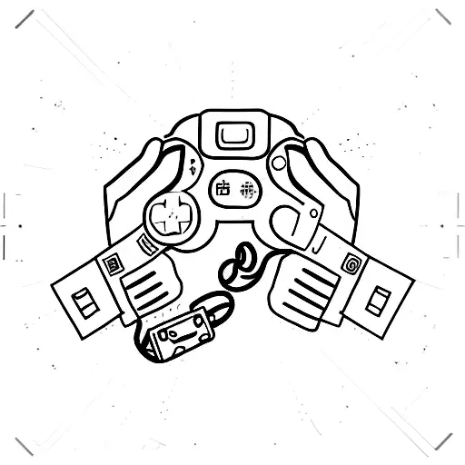 A Minimalist Tattoo Of A Video Game Controller Intertwined With A Wedding Ring