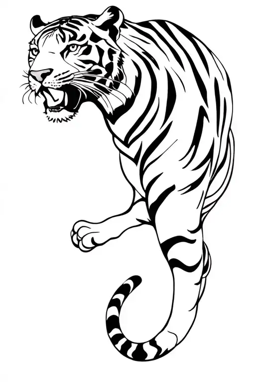 Tiger Pouncing In Tiger Lilly's