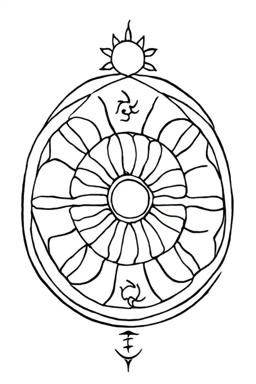 Dharma Wheel Lotus And Sun