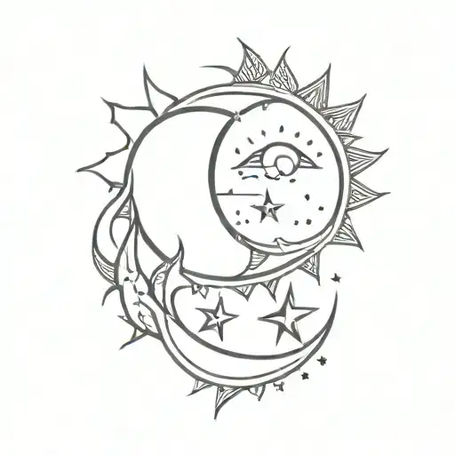 Sun And Moon United In A Mystical And Delicate Way