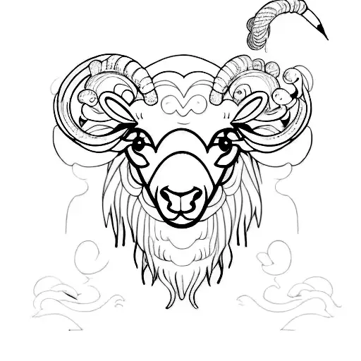 Line Tatoo Of A Stylized Mix Of A Sheep And Chicken