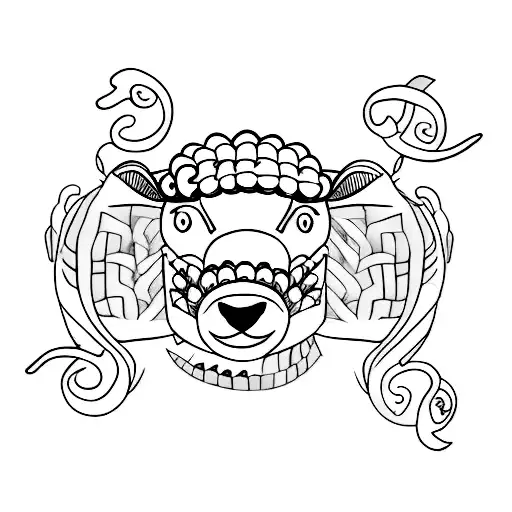 Simple Line Tatoo Of A Stylized Mix Of A Sheep And Chicken