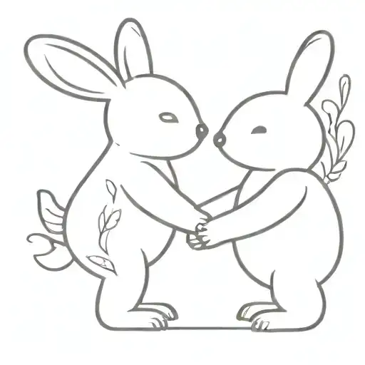 Bunny And Bear Holding Hands