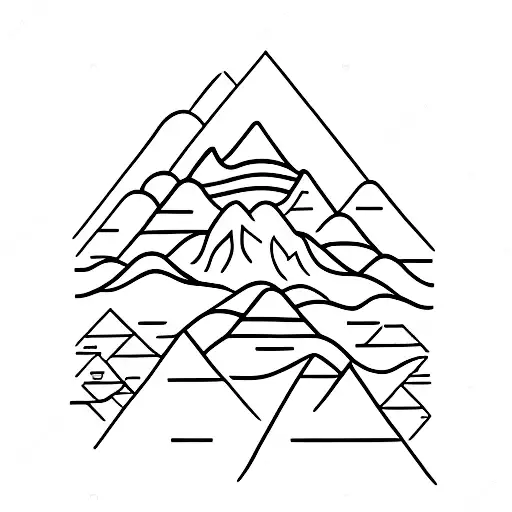 A Minimalist Tattoo Of A Snow-capped Mountain With Binary Code Subtly Incorporated Into The Design