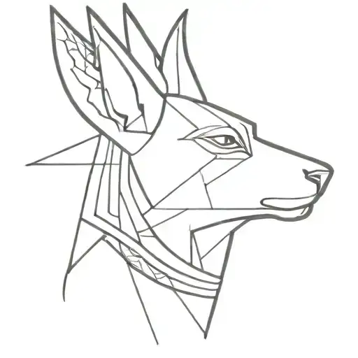 Anubis Line Tattoo Design