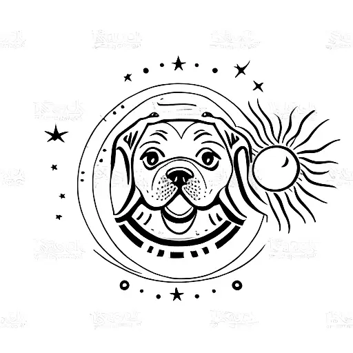 Dog With Moon And Sun