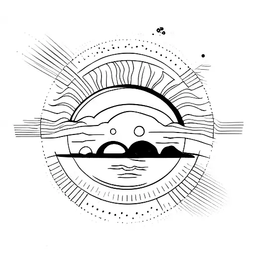 Paw Print With Moon And Sun