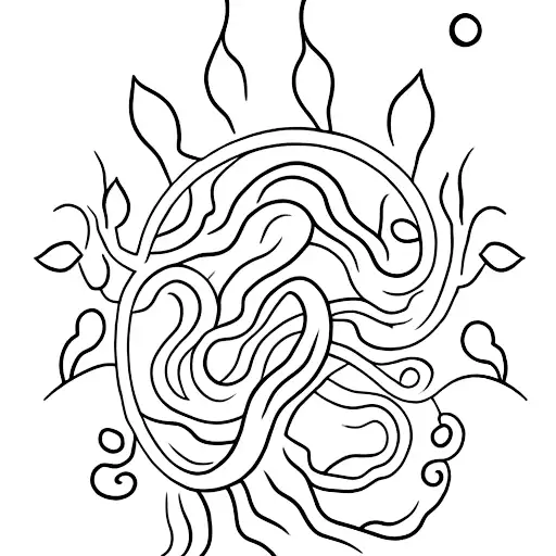 A Minimalist Tattoo Of A Tree With Roots Extending Into The Universe