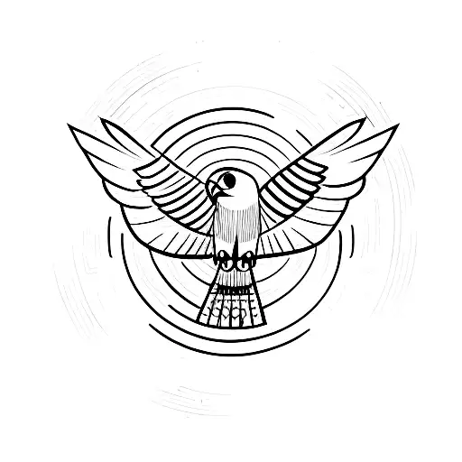 A Falcon Soaring Above A Mountain Range With A Third Eye