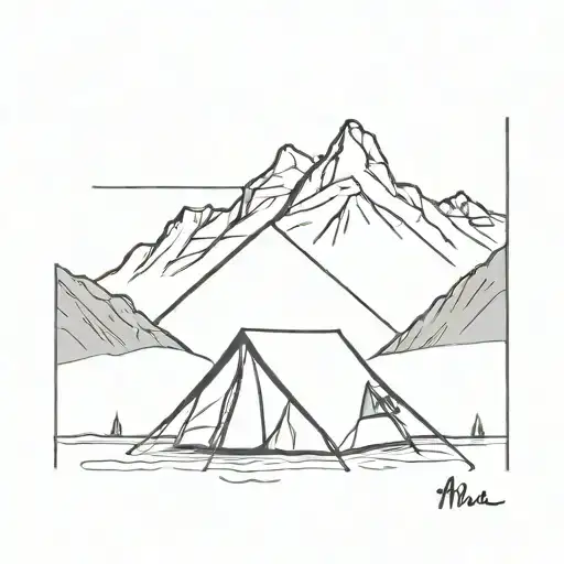 A Simple Tent In Front Of A Mighty Mountain Landscape