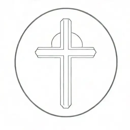 Simple Cross Inside Oval Line