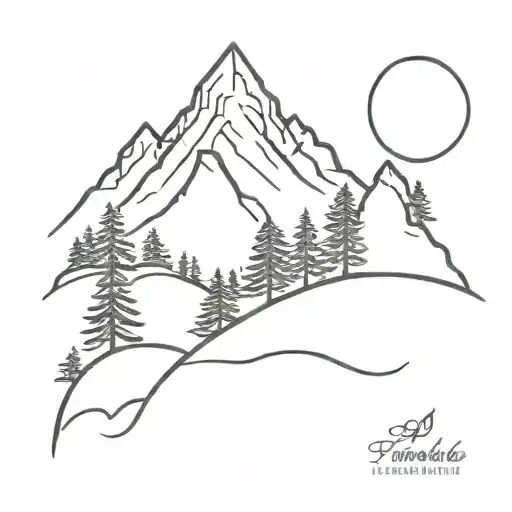 Mountain Trees Lake Scene