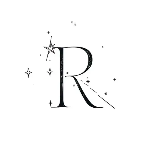 Letter R With A Shooting Star