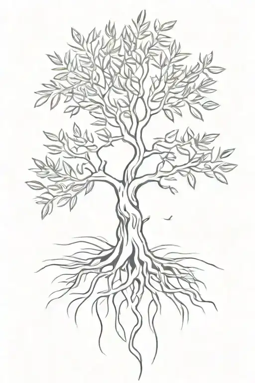 Simple Olive Tree With Roots