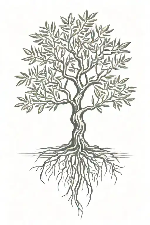 Simple Olive Tree With Roots
