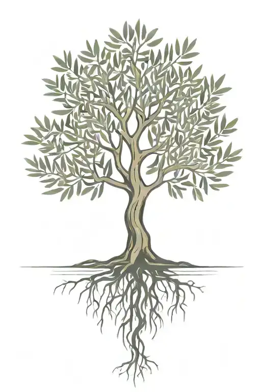 Simple Olive Tree With Roots