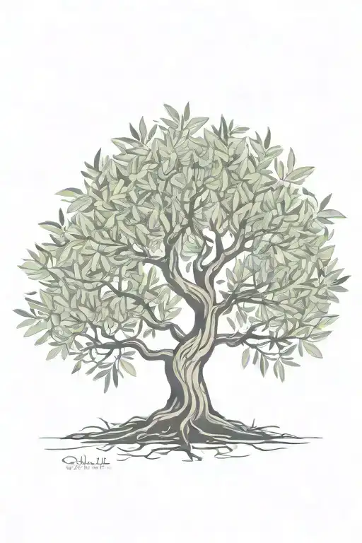 Simple Olive Tree With Roots