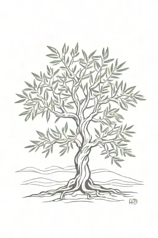 Simple Olive Tree With Roots