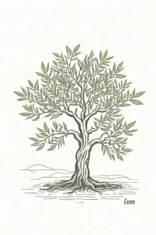 Simple Olive Tree With Roots