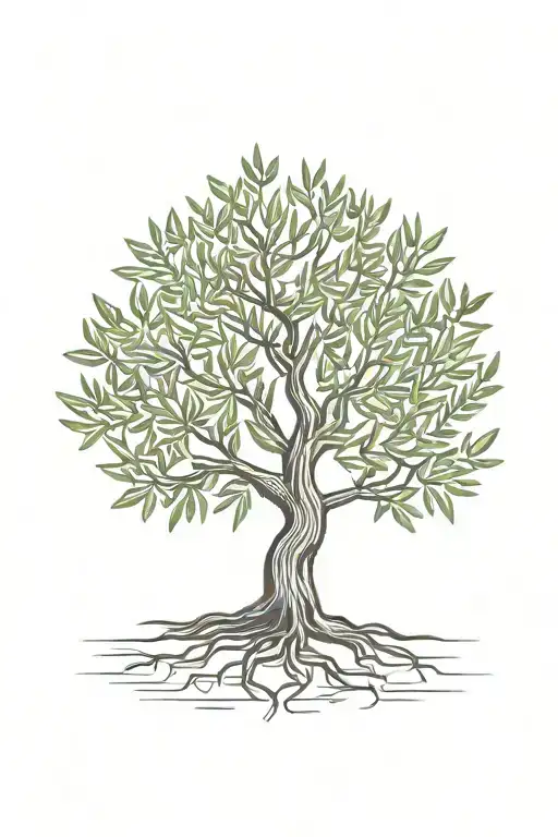 Simple Olive Tree With Roots